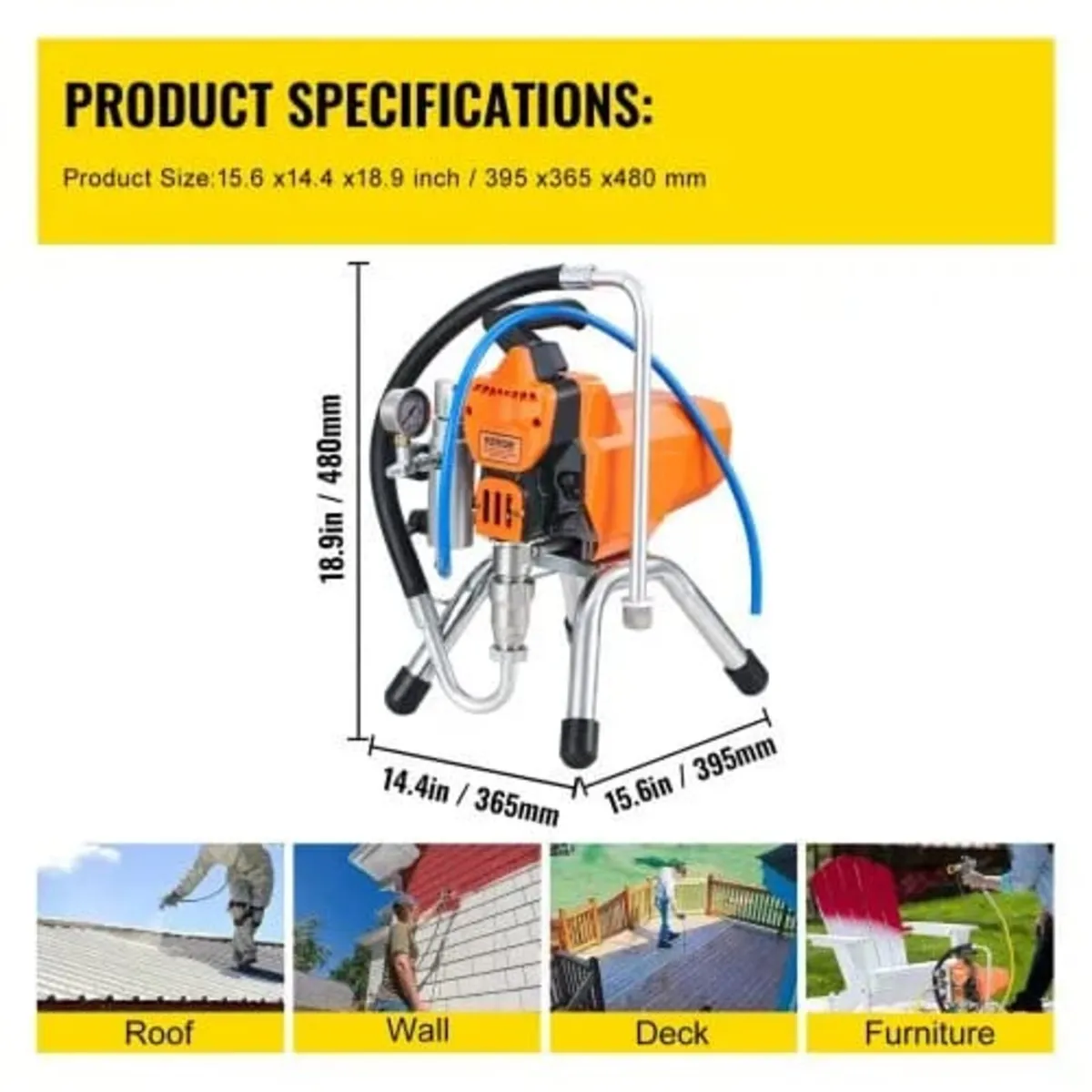 Airless Paint Sprayer with High Pressure Hose, 220 - Image 3