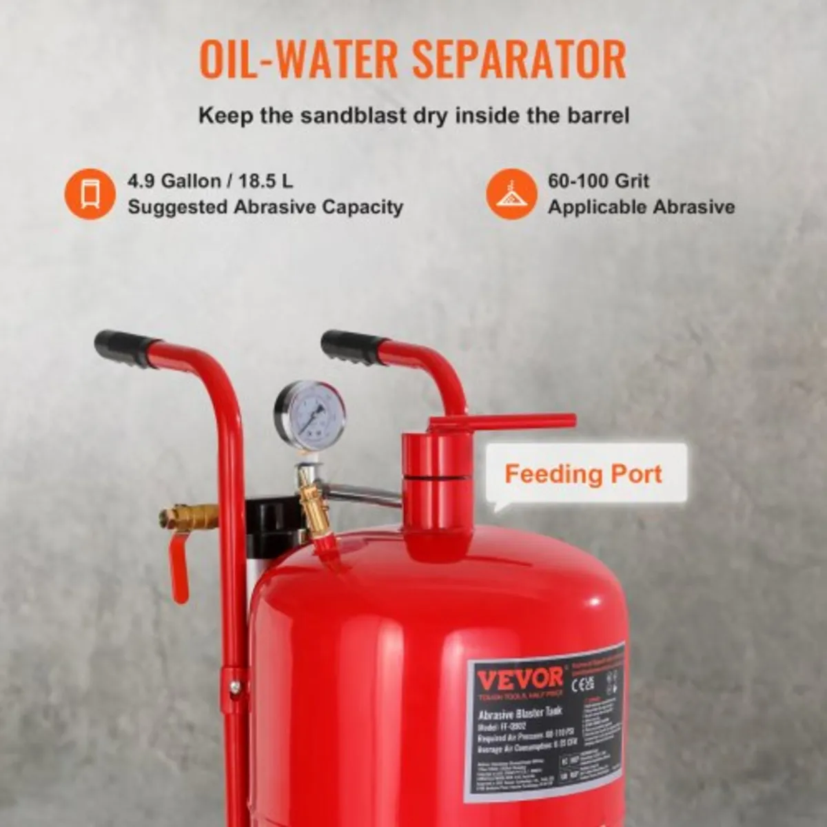 10Gal/40L Sandblaster Equipped with Nozzle Shut-Of - Image 2
