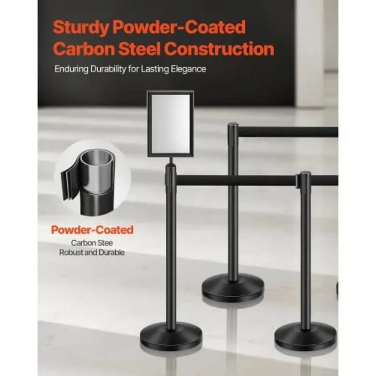 Stanchion Post, 8 Pcs Crowd Control Barrier with 8 - Image 3