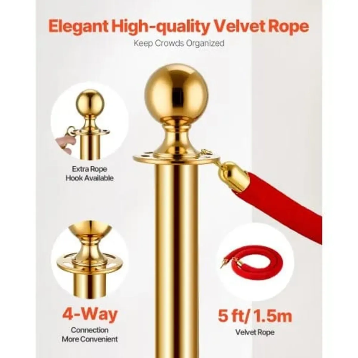 Stanchion Post, 8 Pcs Crowd Control Barrier Set wi - Image 2