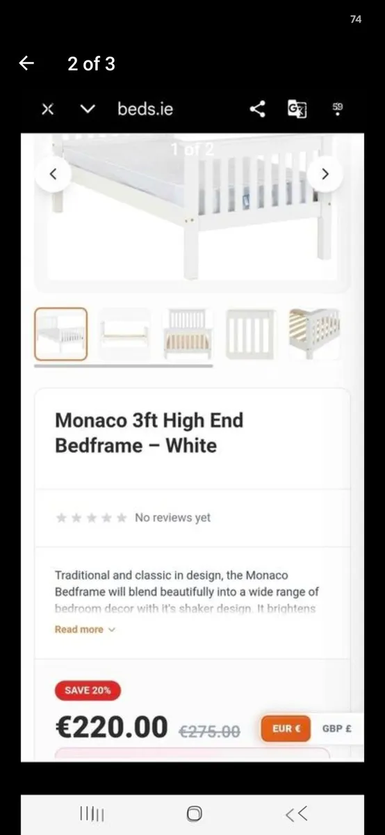 Single bed frame with free mattress - Image 2