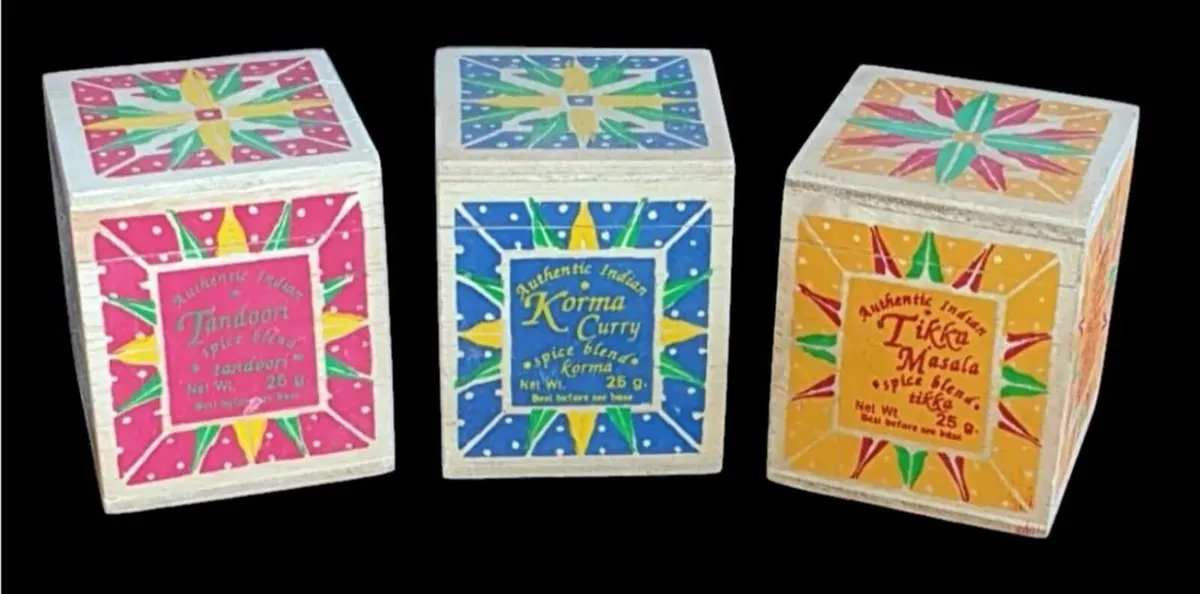 Trio Of Vintage Harrods Hand-Painted Spice Boxes - Image 3