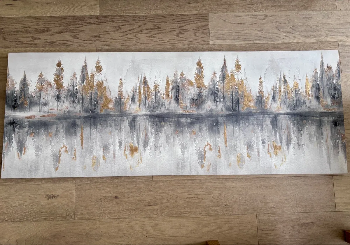 Large Grey & Gold Canvas Print - Image 1