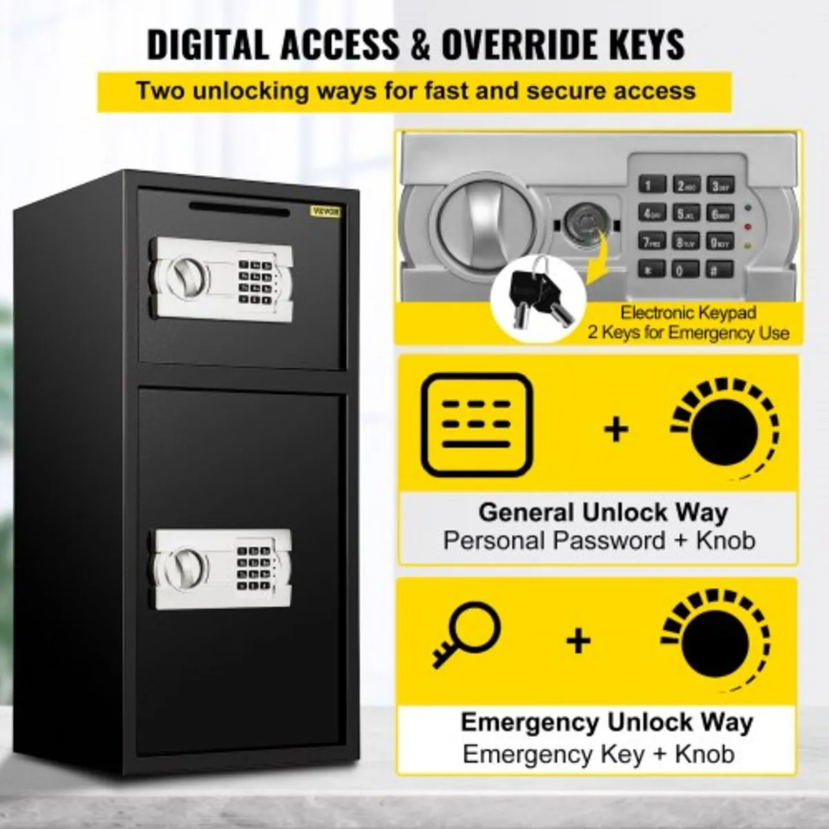 74 L Digital Double Door Safe Depository Box Gun S - Image 2