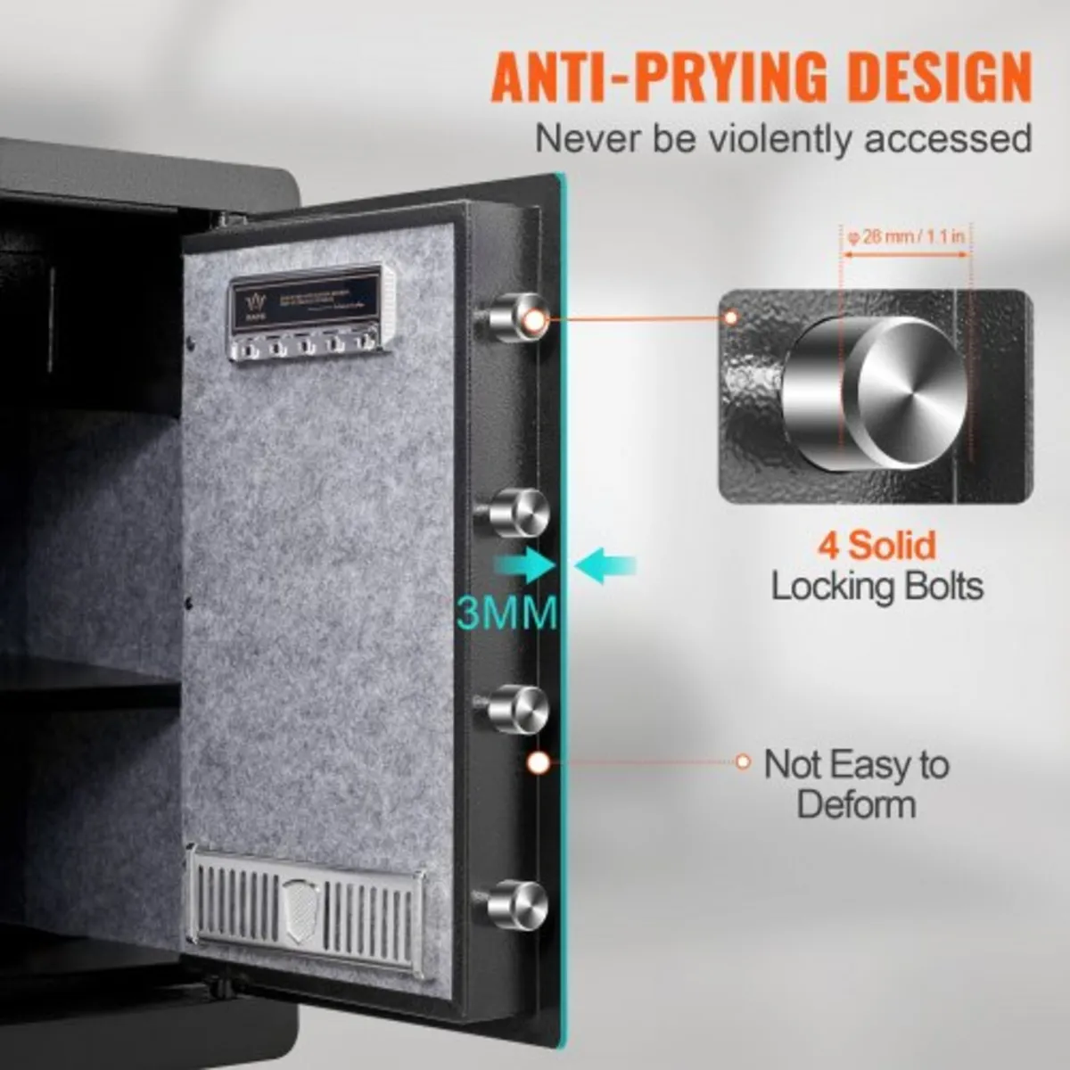 Safe, 62 L Home Safe, Steel Security Safe with Fin - Image 3