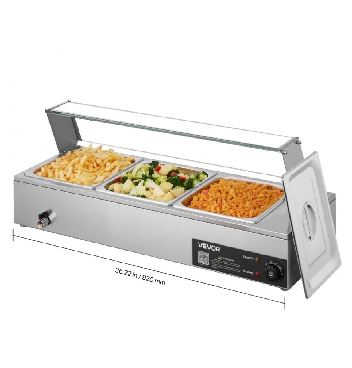 Buffet Bain Marie with Three 1/2 Size Food Pans - Image 4