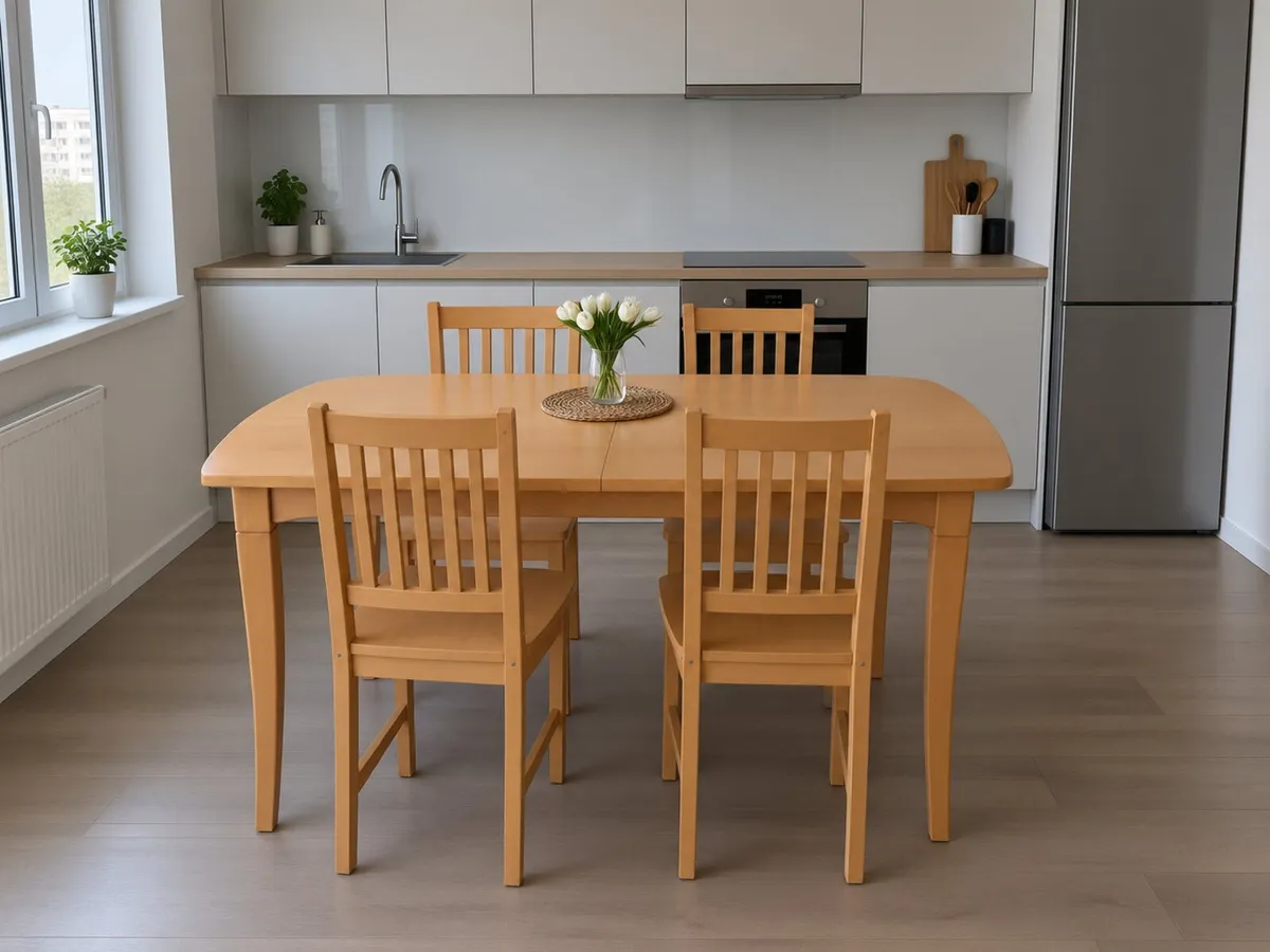 Oak Extendable table and 4 iak chairs - Image 1