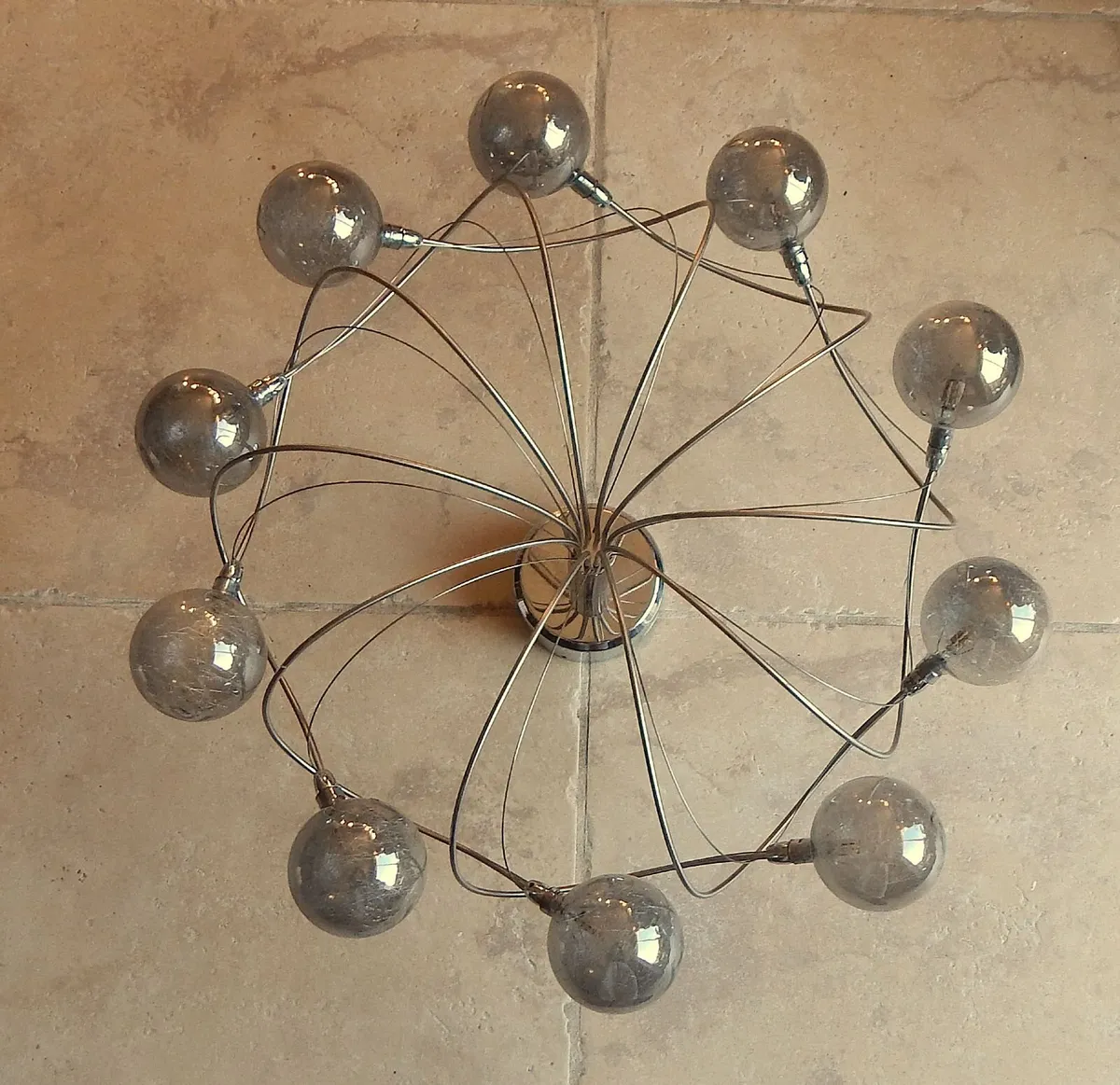 Chrome & Glass Ceiling Light, with Bracket - Image 2
