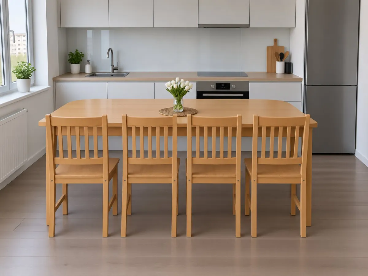 Oak Extendable table and 4 iak chairs - Image 2
