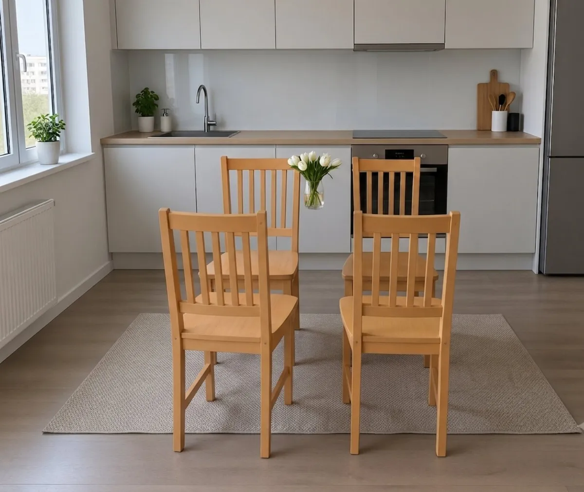 Oak Extendable table and 4 iak chairs - Image 3