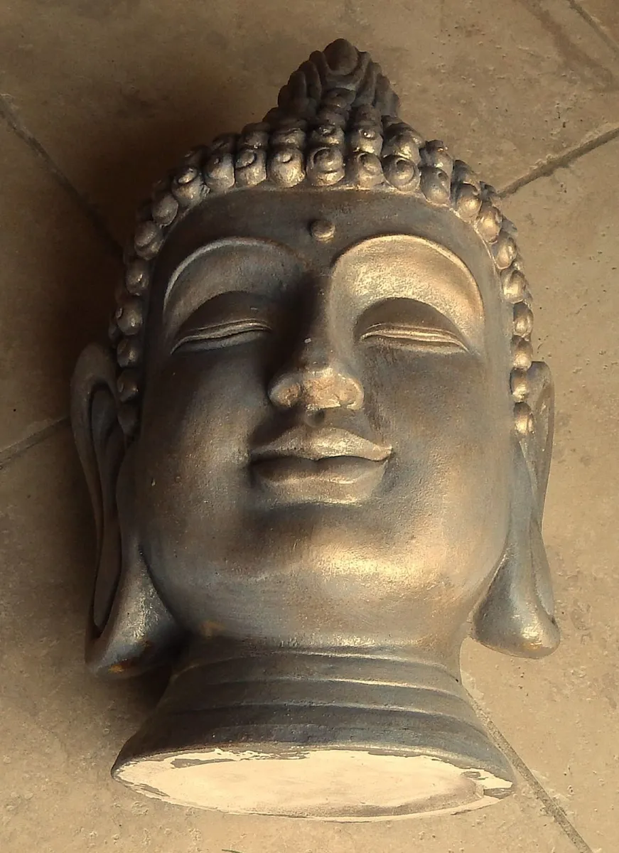 Large Brushed Bronze Effect Buddha Head - Image 4