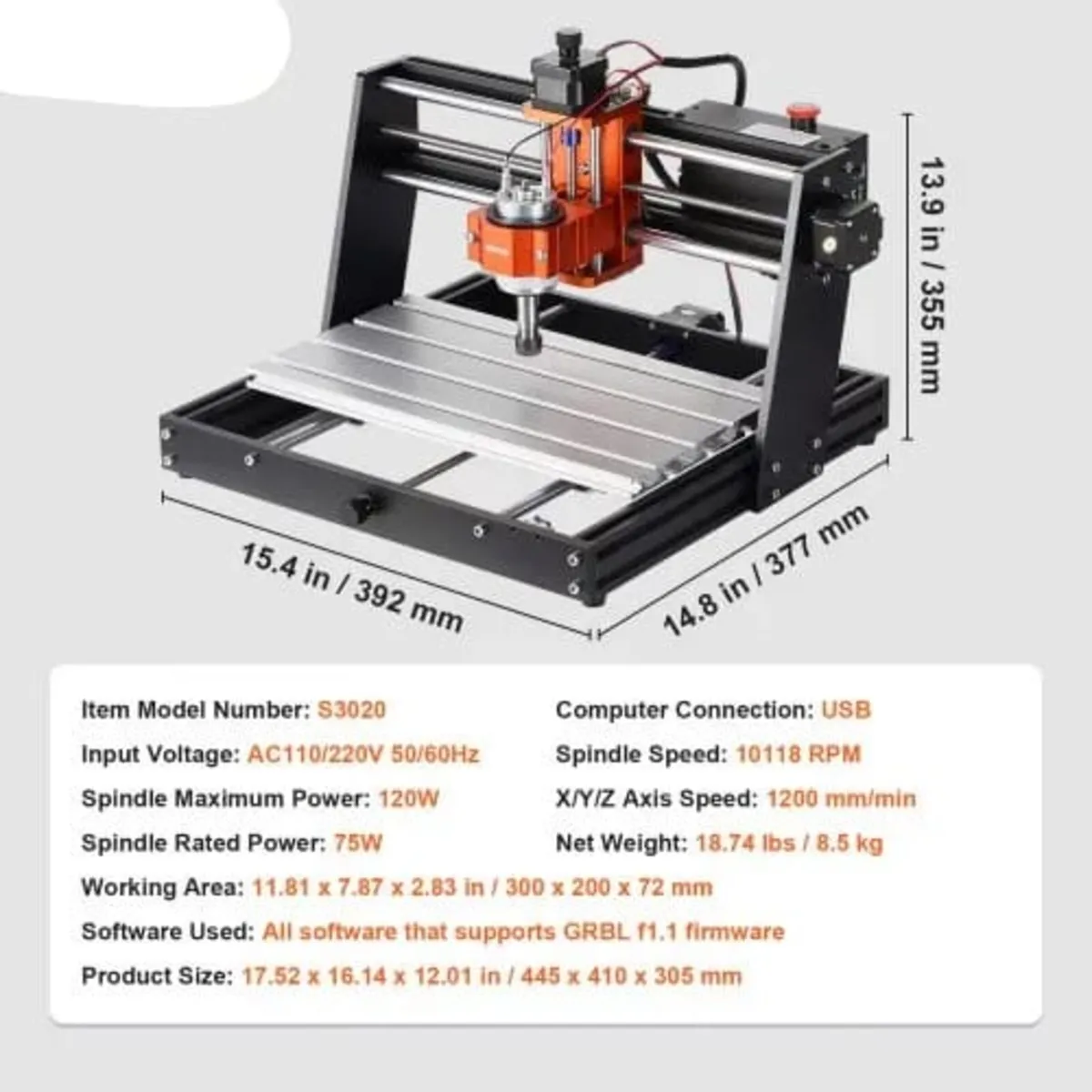 CNC Router Machine, 120W, 3 Axis GRBL Control Wood - Image 4