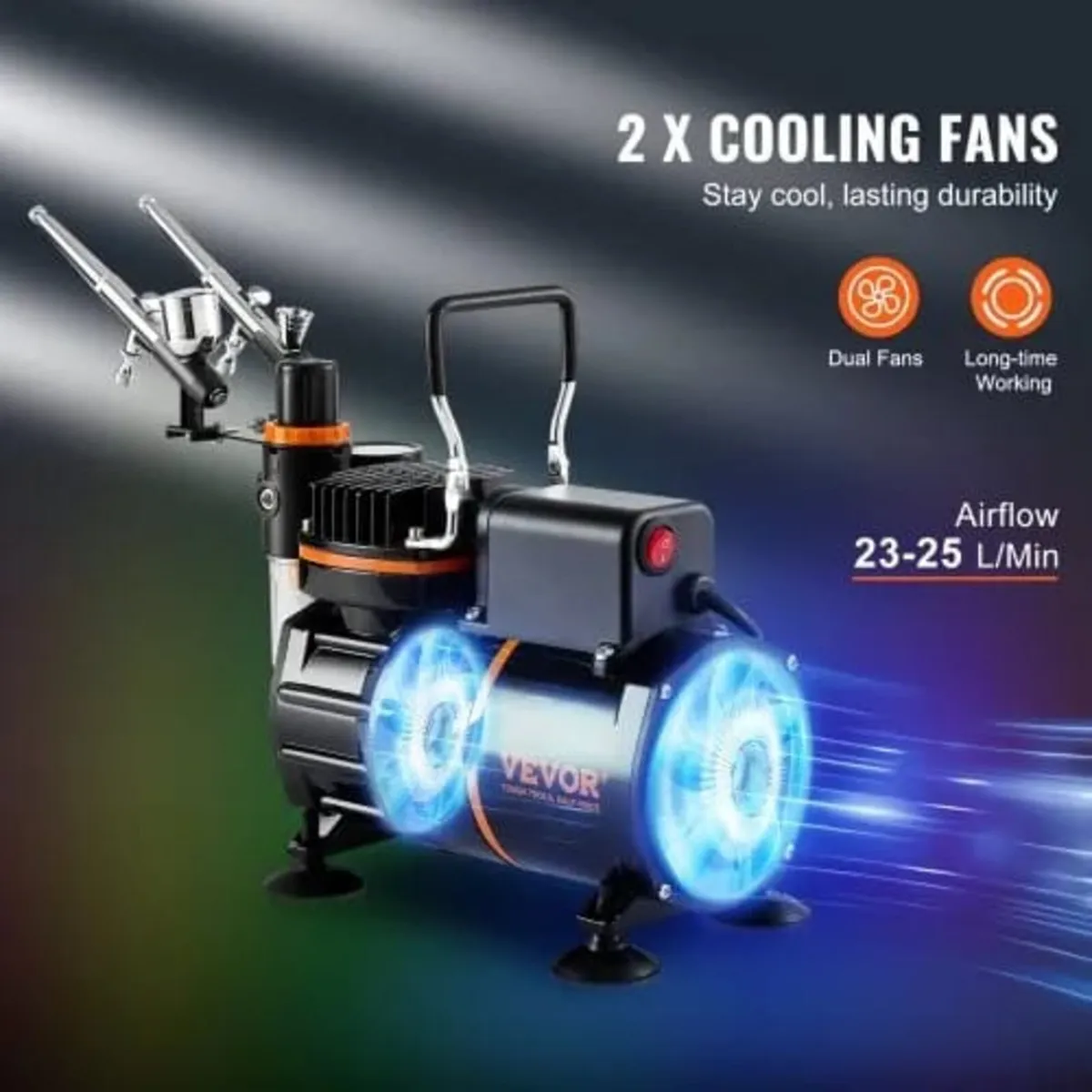 Airbrush Kit, Dual Fan Air Compressor Professional - Image 3
