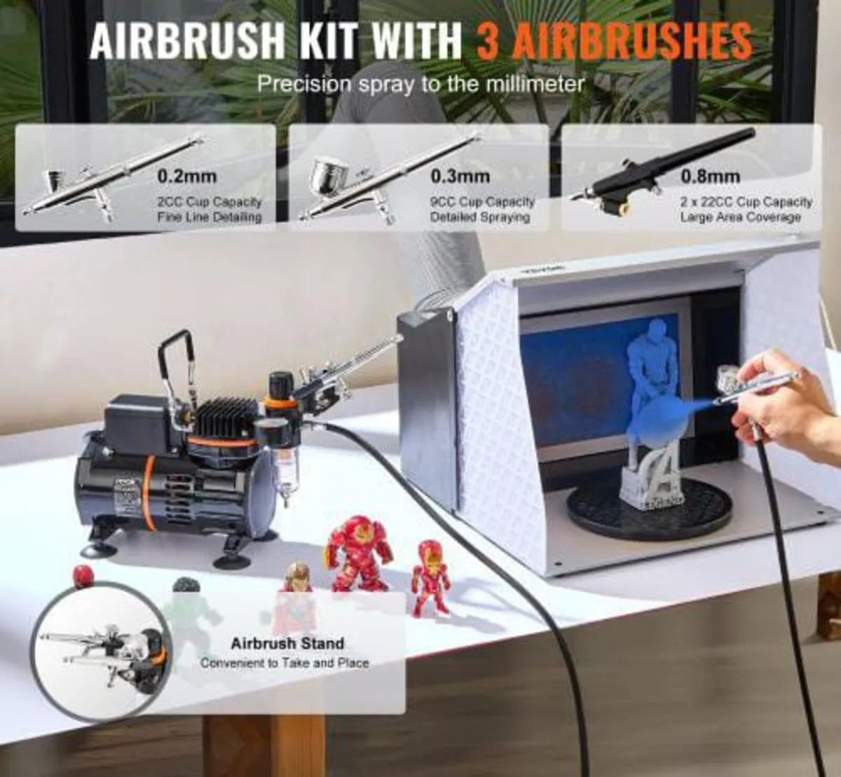 Airbrush Kit, Dual Fan Air Compressor Professional - Image 4