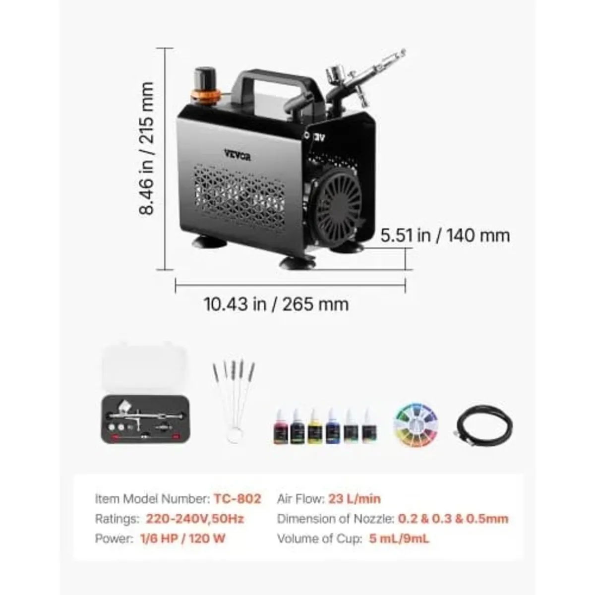 Airbrush Kit, 1/6 HP, Air Brush Kit with Air Compr - Image 3