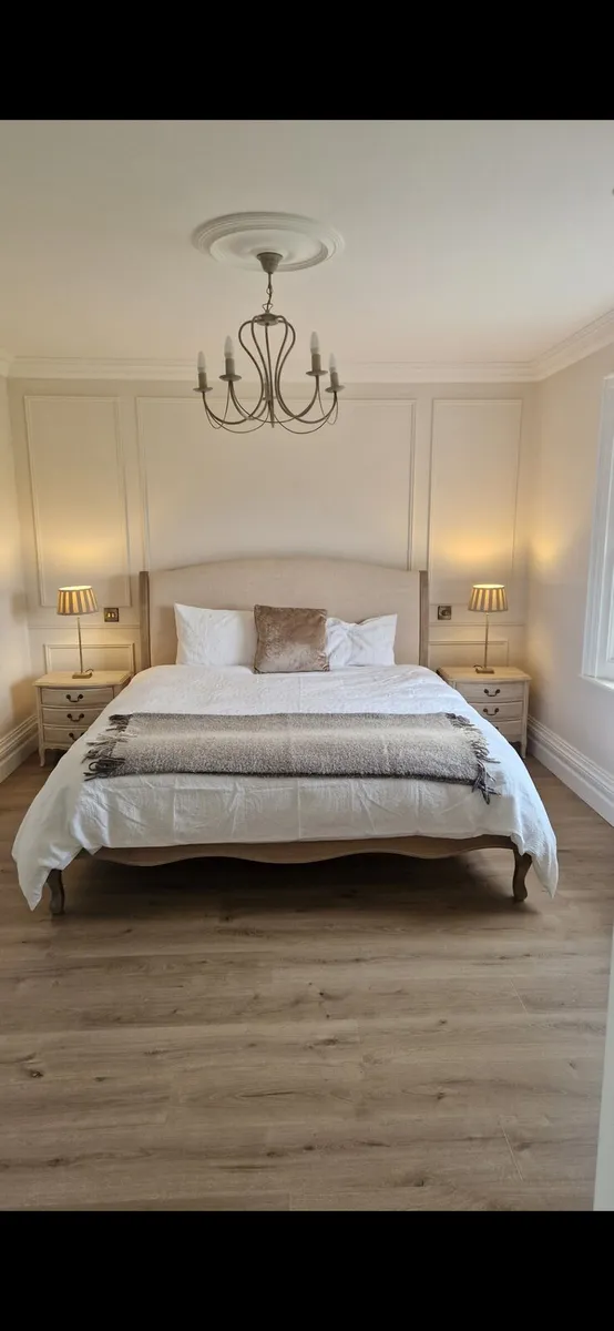 Super King Camille Bedstead Limed Oak, Oatmeal - Image 1