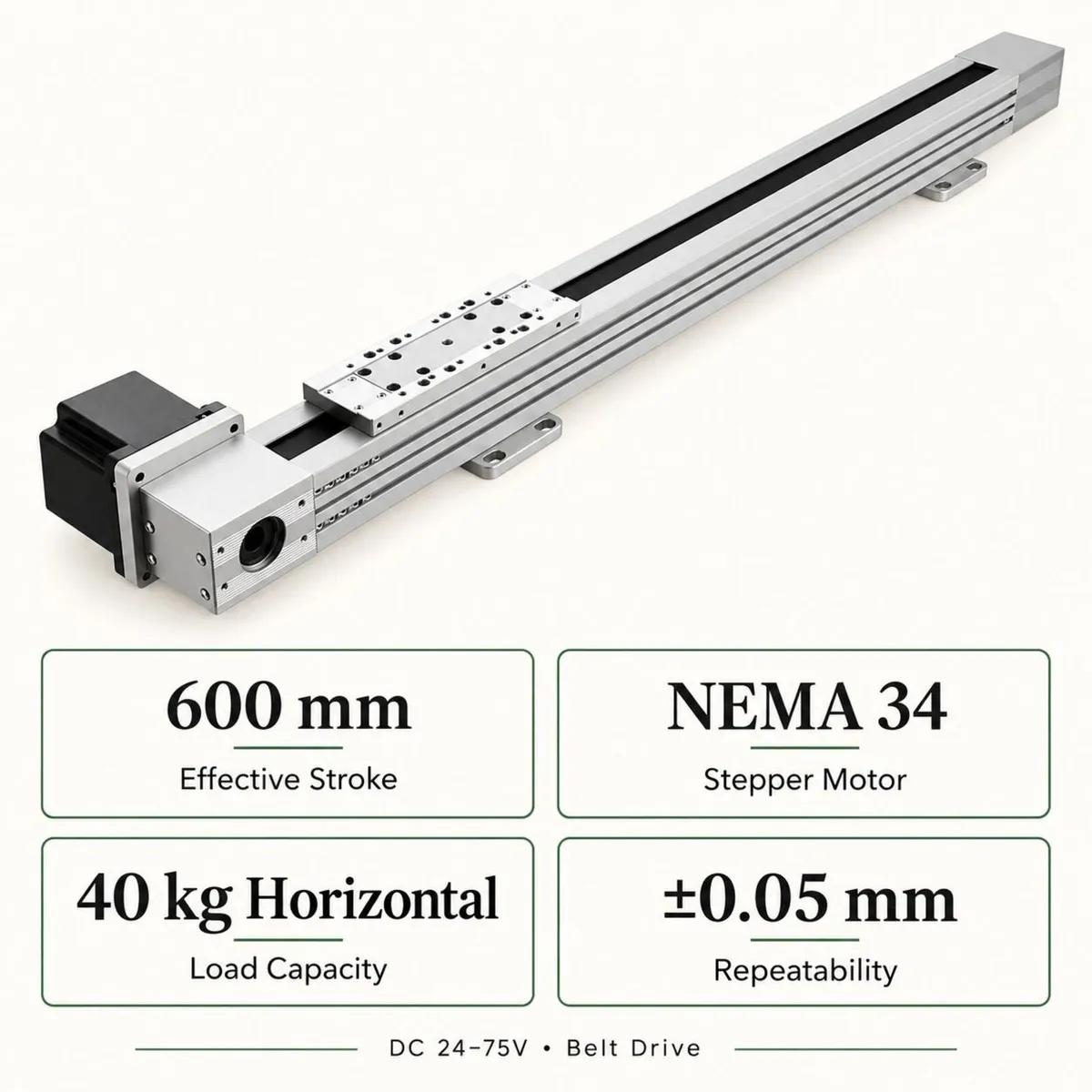 600mm CNC Linear Guide Rail with NEMA 34 Stepper - Image 1