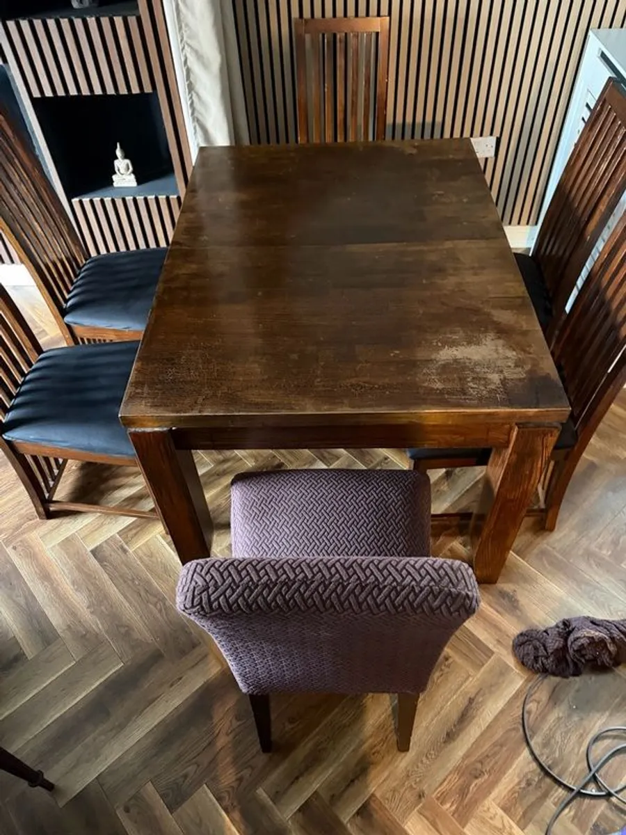 Extendable Dark Wood Dining Table and Chairs Upcycling / DIY Project - Image 1