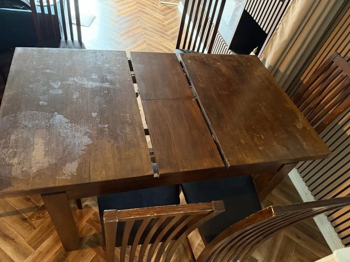 Extendable Dark Wood Dining Table and Chairs Upcycling / DIY Project - Image 3