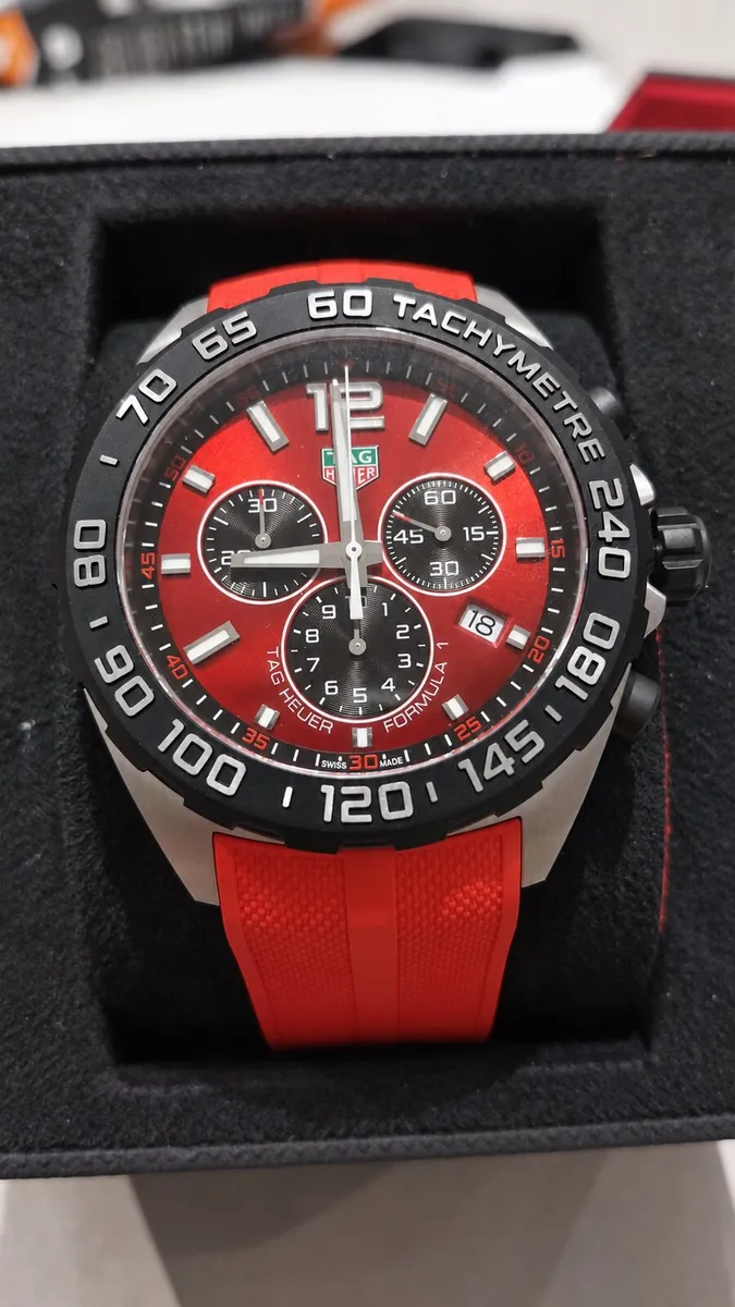 TAG Heuer F1 Red Dial 43MM Mens Watch - Image 1