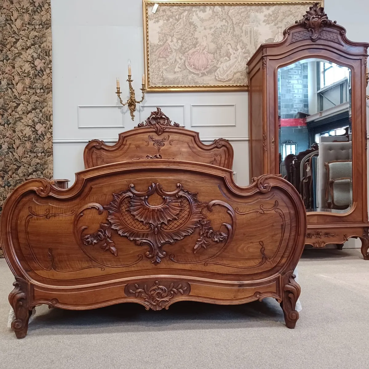Antique Wardrobe And Double Bed - Louis XV - Image 1