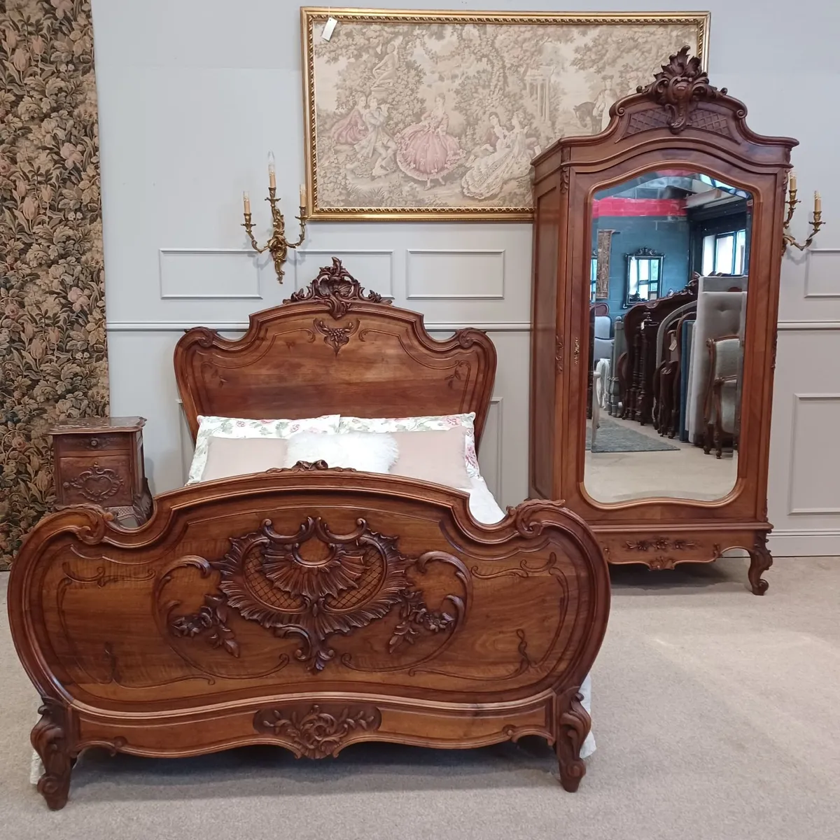Antique Wardrobe And Double Bed - Louis XV - Image 2