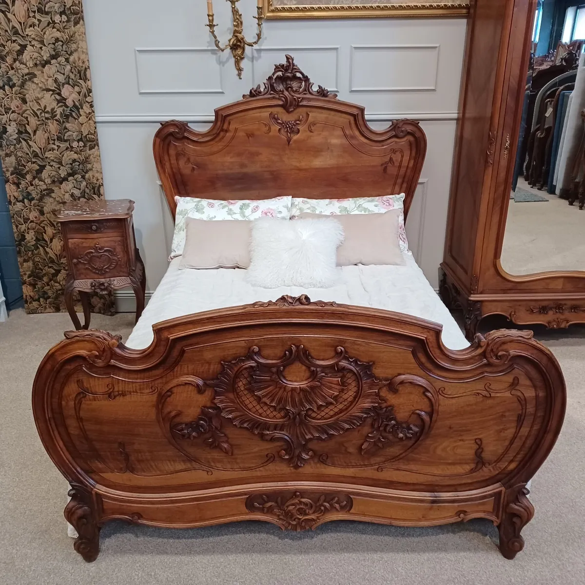 Antique Wardrobe And Double Bed - Louis XV - Image 3