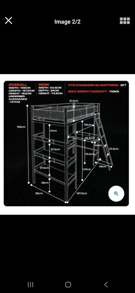X Rocker high sleeper Gaming bed - Image 4