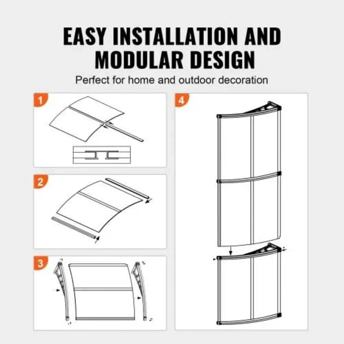 Awning Canopy 40" x 40", UPF 50+ Polycarbonate Ent - Image 4