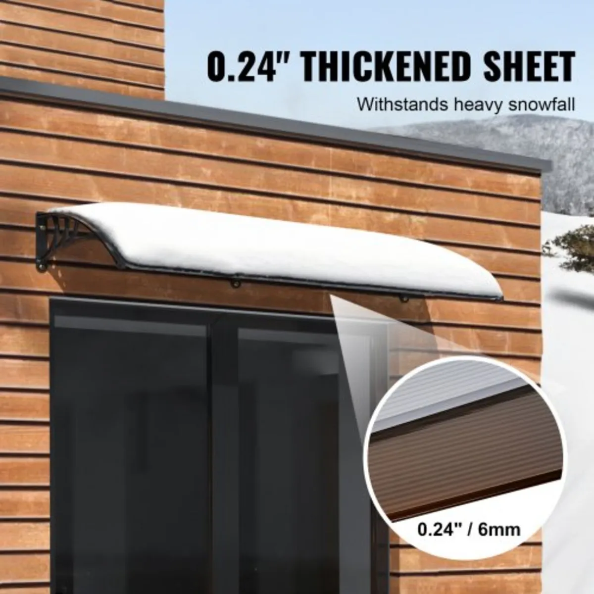 Awning Canopy 40" x 40", UPF 50+ Polycarbonate Ent - Image 2