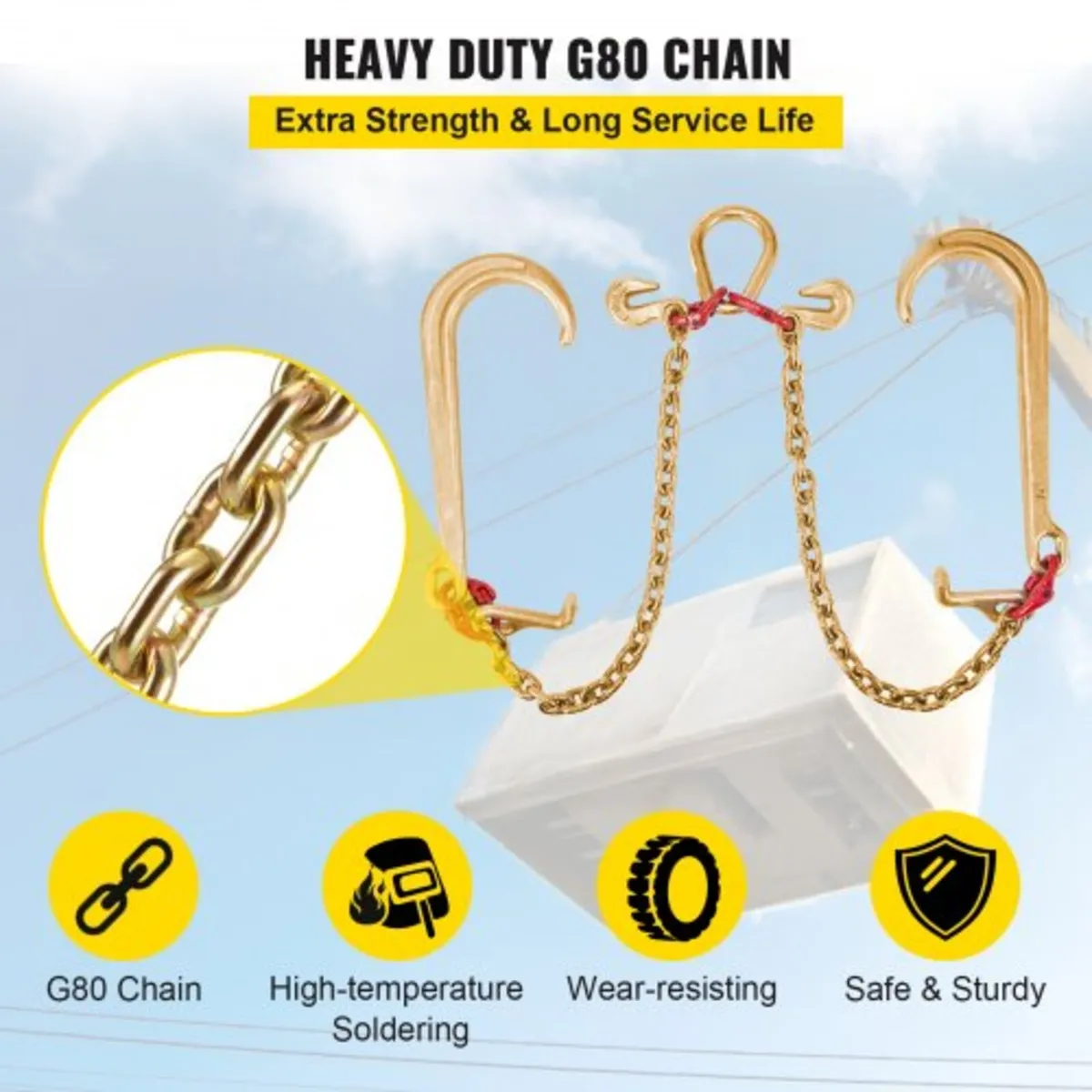 V Bridle Chain, 8 mm x 60 cm Bridle Tow Chain, Gra - Image 3