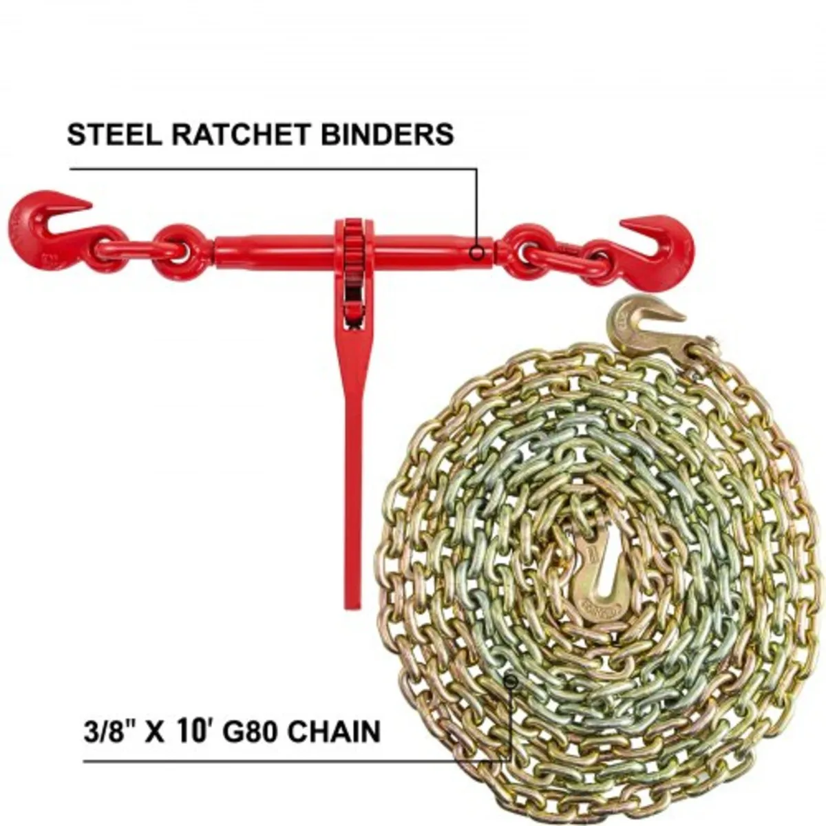 Ratchet Chain Binder, 5/16 in x 12.8 ft G80 Chains - Image 3