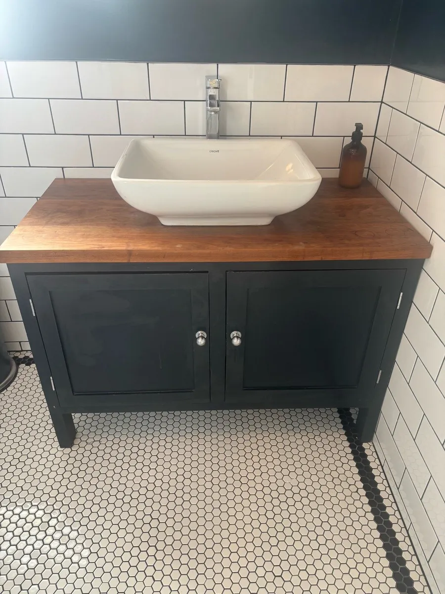 Solid wood Bathroom vanity with basin & tap - Image 1