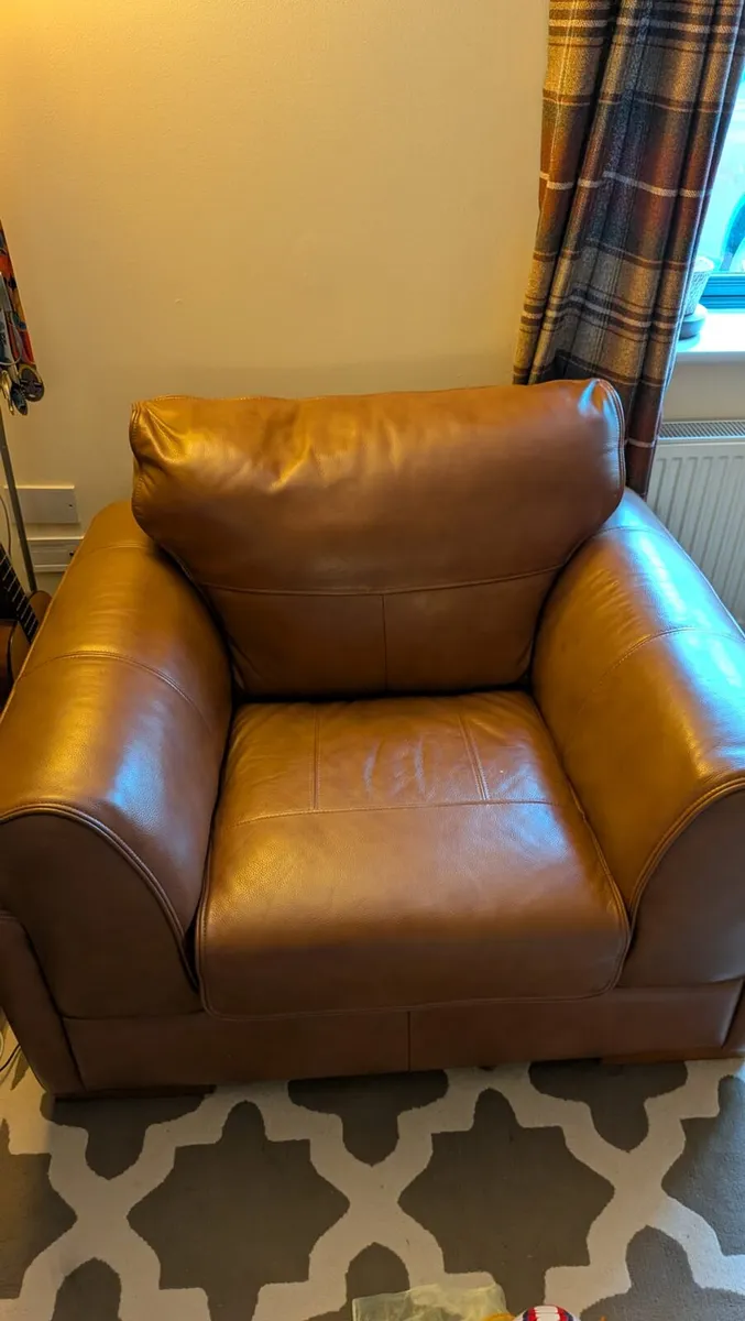 Free Delivery Genuine Leather sofa and armchair - Image 1