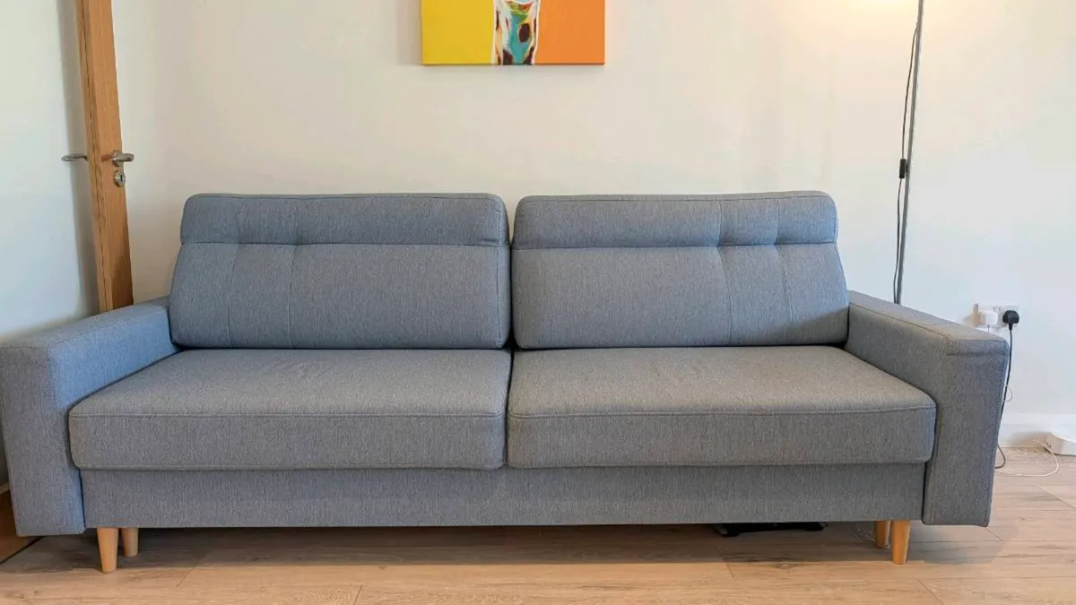 3 Seater Fabric Sofa Bed Excellent Condition - Image 3