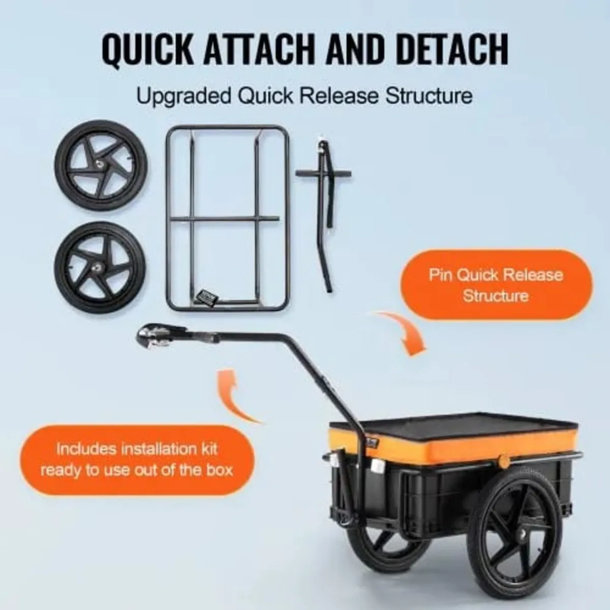 Bike Cargo Trailer, 88 lbs/39.9 kg Load Capacity, - Image 2