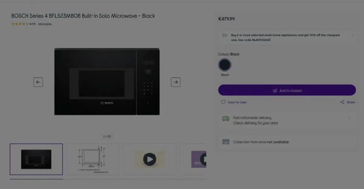 Bosch Series 4 Built-In Microwave BFL523MB0B - Image 2