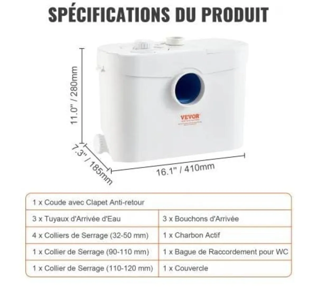 Macerator Pump, 700W, 9600 L/h Flow, 32.8 ft/10 m - Image 4