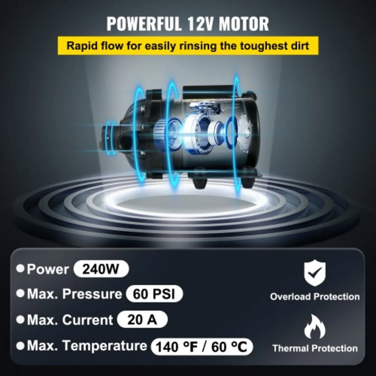 Washdown Pump, 12V DC, 26 L/min(7 GPM) 4 bar(60 PS - Image 3