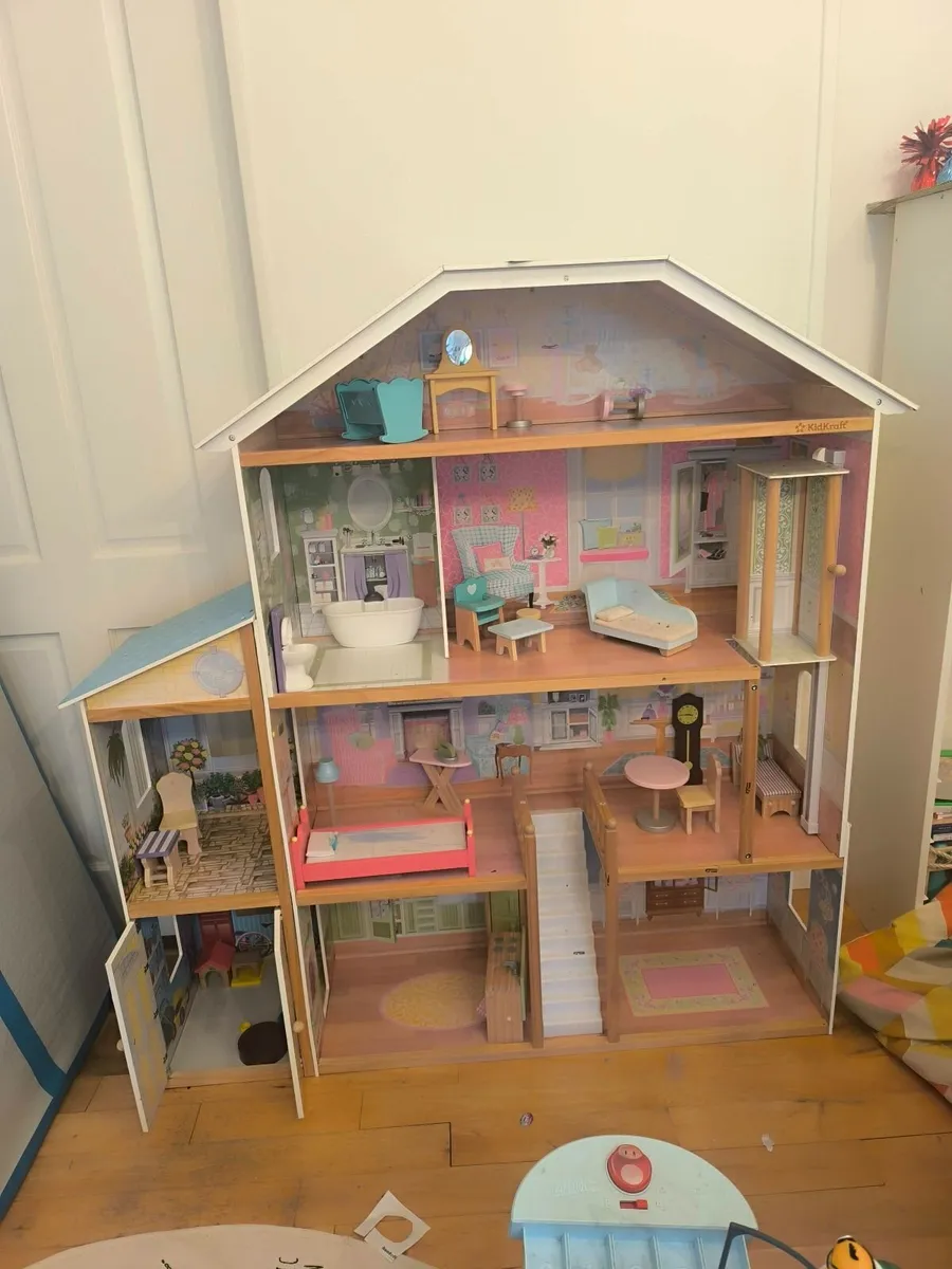 Large KidKraft Wooden Dollhouse + Furniture – Coll - Image 1