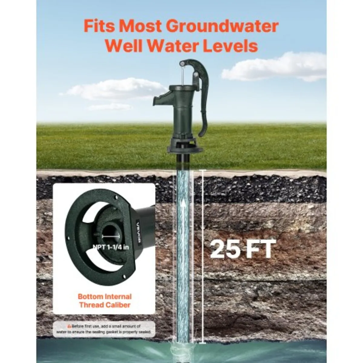 Well Hand Pitcher Pump, 25 ft Maximum Lift, Antiqu - Image 3