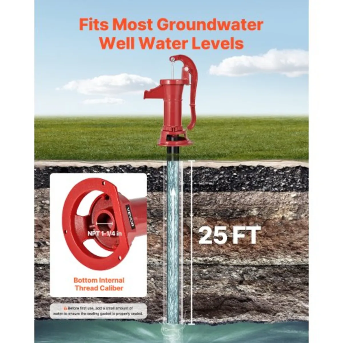Well Hand Pitcher Pump, 25 ft Maximum Lift, Antiqu - Image 4
