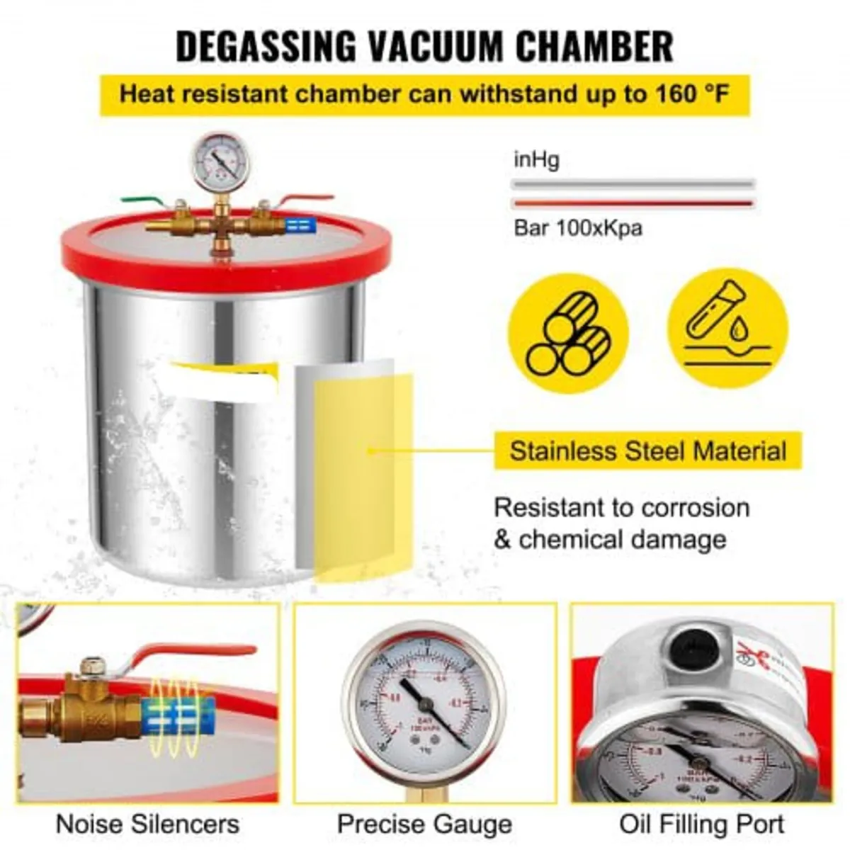 Vacuum Chamber with Pump Vacuum Chamber Kit 5 Gal/ - Image 2