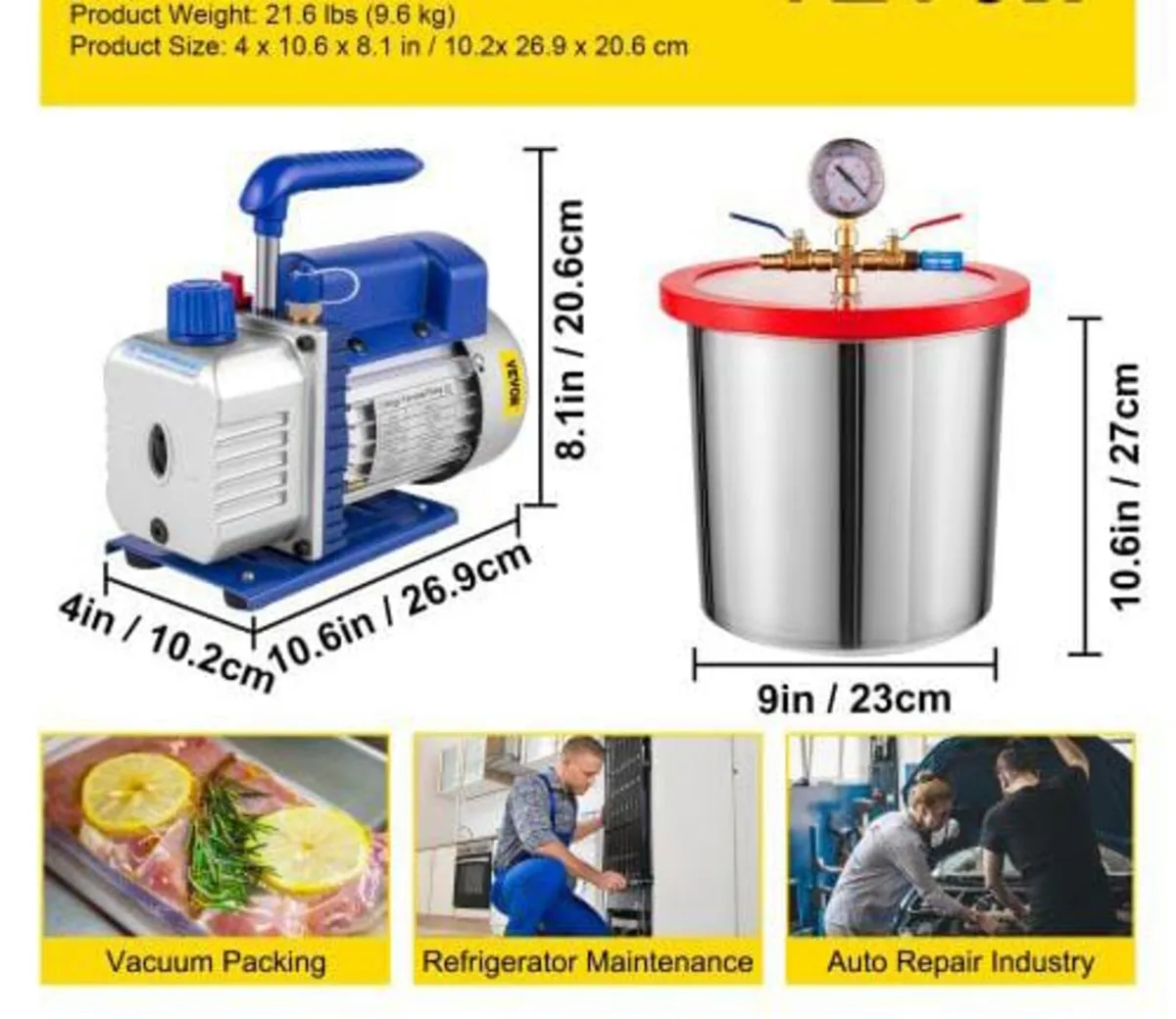 3 CFM 1/4HP Single Stage Vacuum Pump,3 Gallon(13 L - Image 4