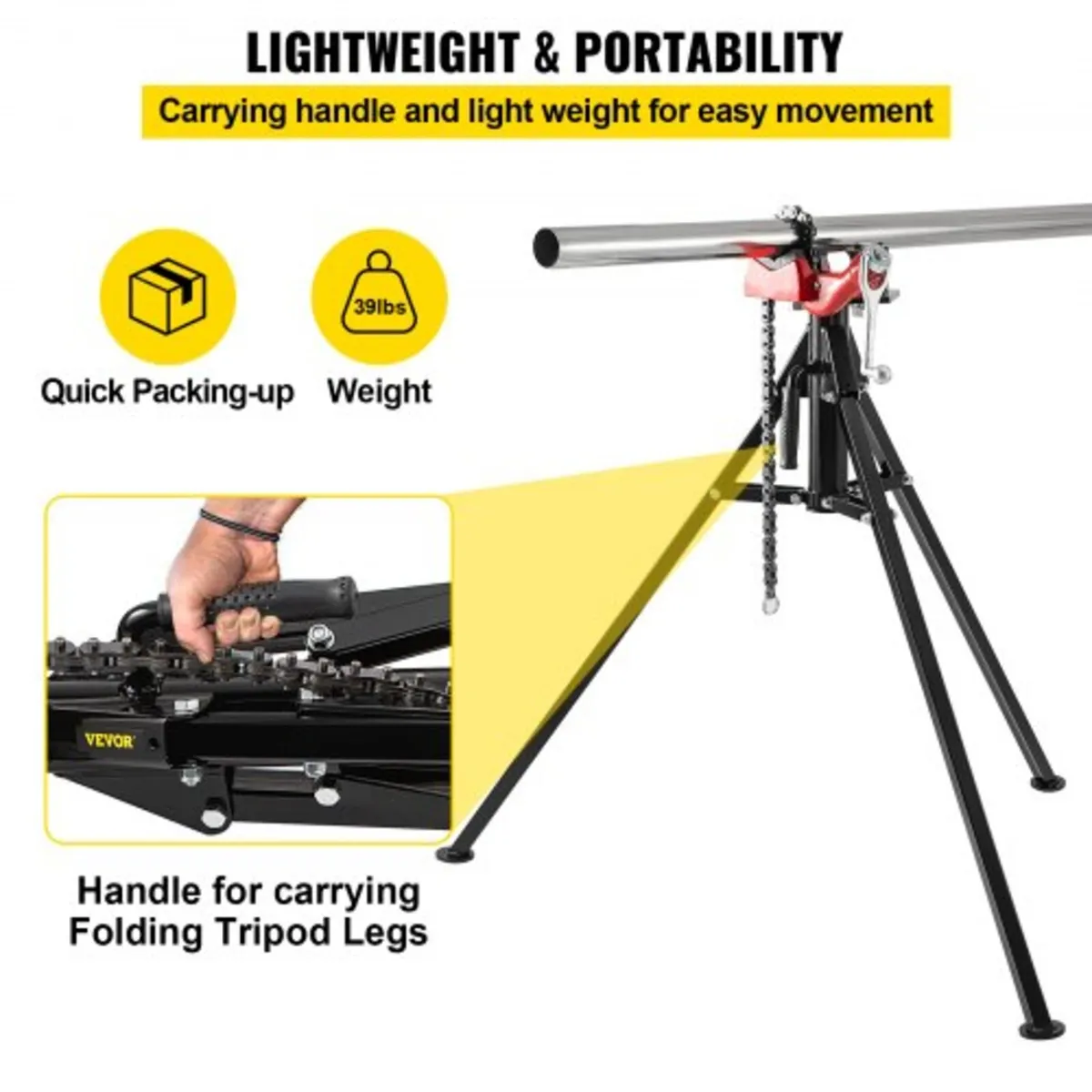 Tripod Pipe Chain Vise | 1/8"-5" Pipe Capacity | 9 - Image 4