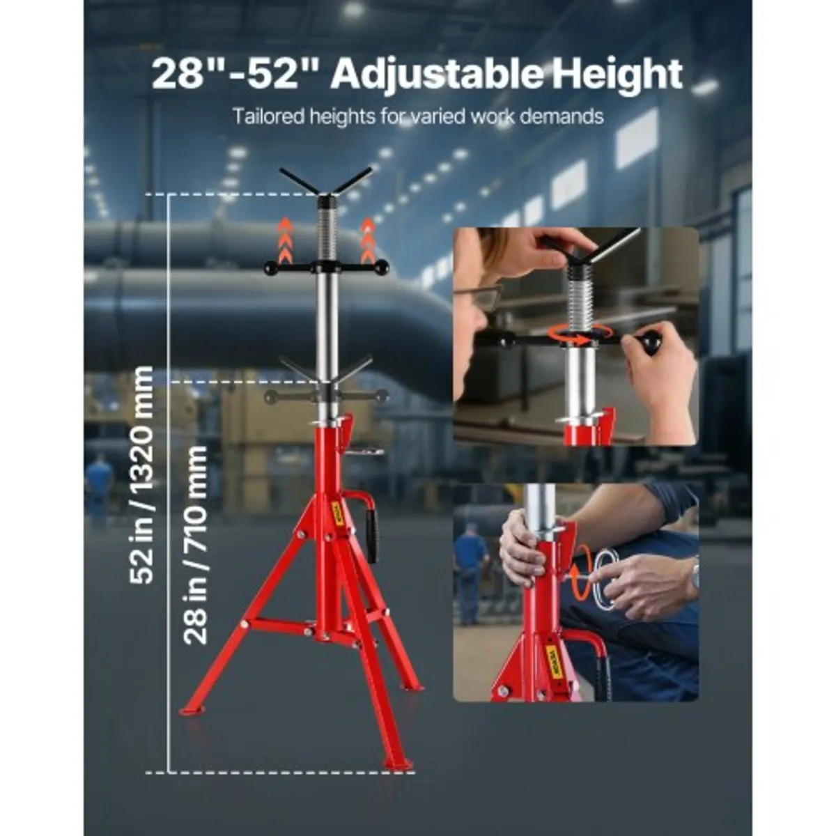 V Head Pipe Stand Adjustable Height 71.1–132.1 cm - Image 2