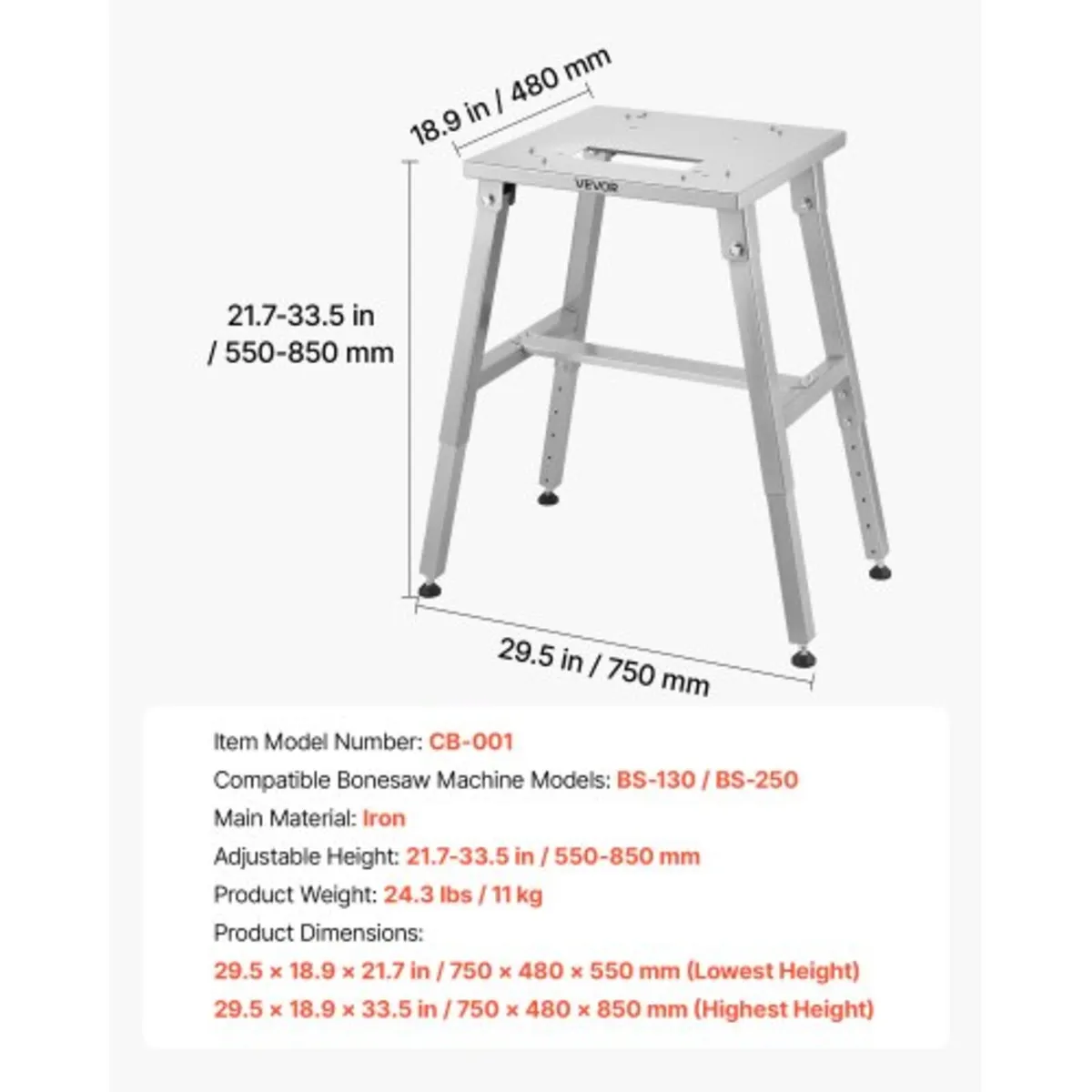 Electric Meat Bandsaw Stand, Floor Stand with Adju - Image 3