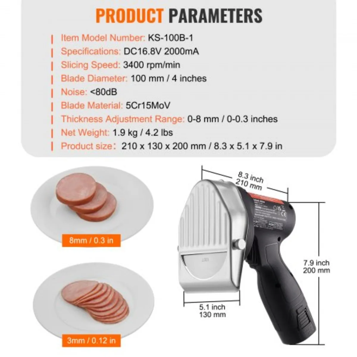 Shawarma Knife, 80W Cordless Battery Professional - Image 2