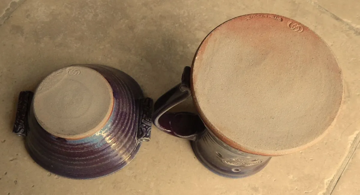 Celtic Clays Handmade Pottery Jug & Bowl in Purple - Image 4