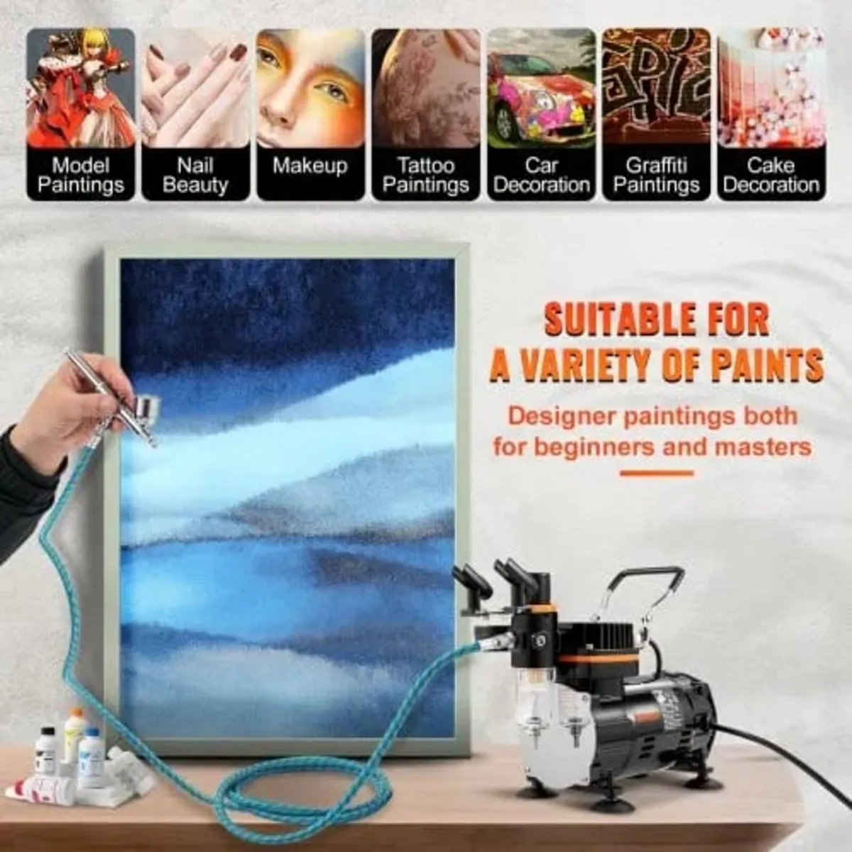 Professional Airbrush Set with Compressor, Airbrus - Image 2